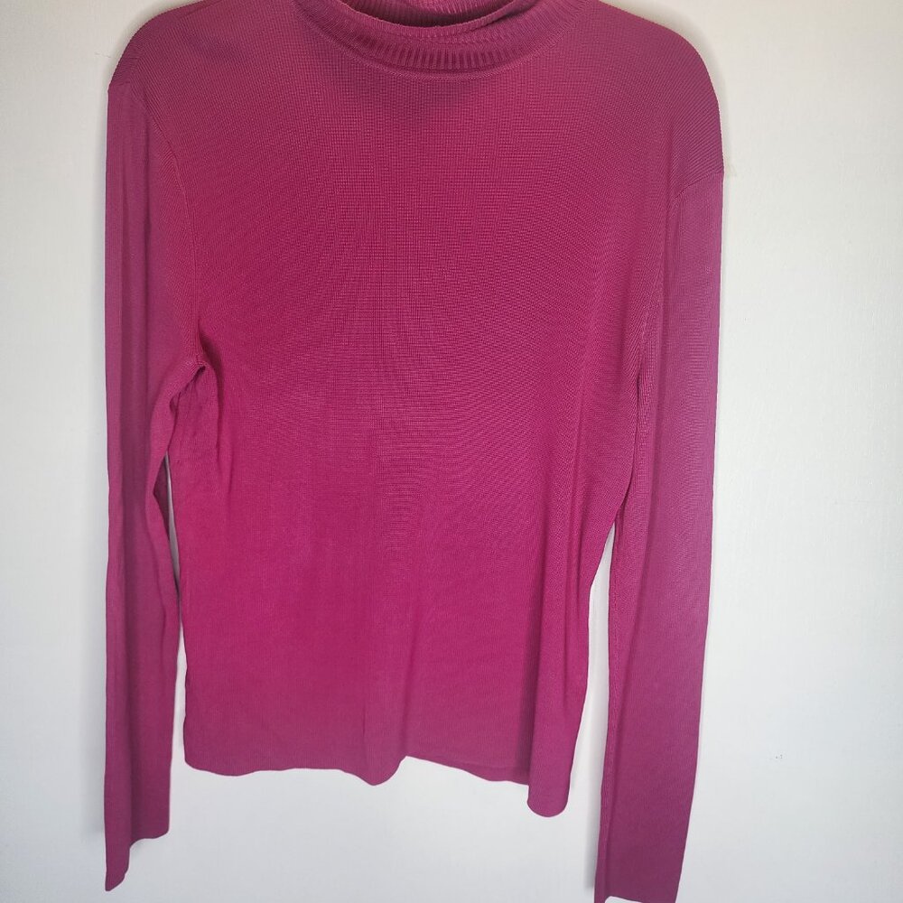 CanvasBack Pink Turtleneck Long Sleeve Shirt
